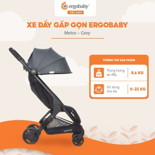 Xe đẩy gấp gọn cho bé Ergobaby Metro, Grey