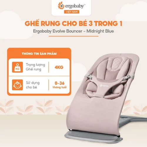 Ghế rung cho bé 3 trong 1 Ergobaby Evolve Bouncer - Blush Pink
