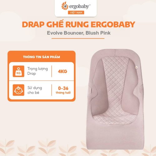 Drap ghế rung Ergobaby Evolve Bouncer, Blush Pink