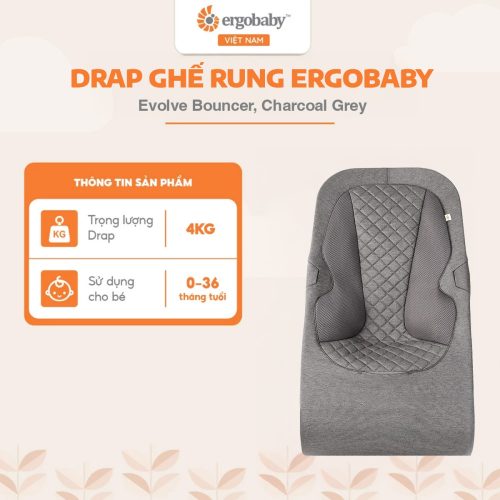 Drap ghế rung Ergobaby Evolve Bouncer, Charcoal Grey