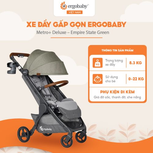 Xe đẩy gấp gọn Ergobaby Metro+ Deluxe - Empire State Green