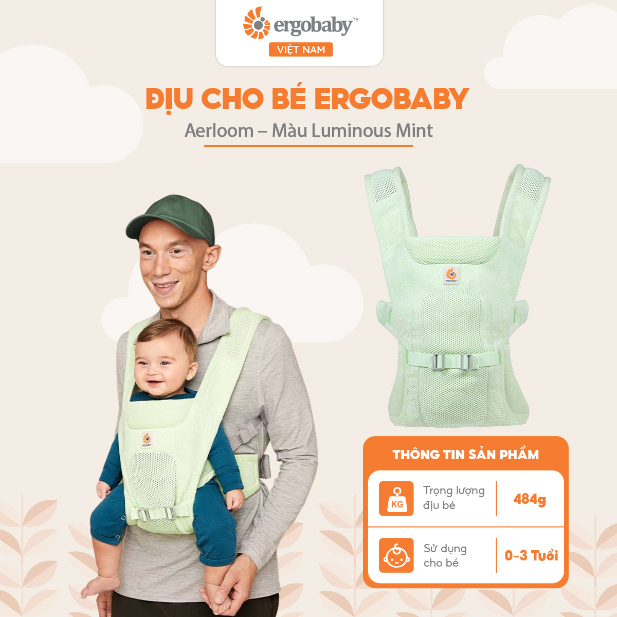 Ergobaby Aerloom Carrier - Luminous Mint