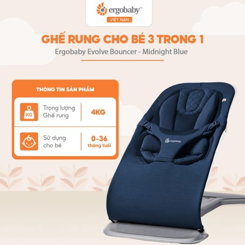 Ghế rung cho bé 3 trong 1 Ergobaby Evolve Bouncer - Midnight Blue