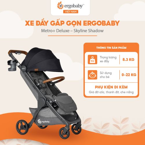 Xe đẩy gấp gọn Ergobaby Metro+ Deluxe - Skyline Shadow
